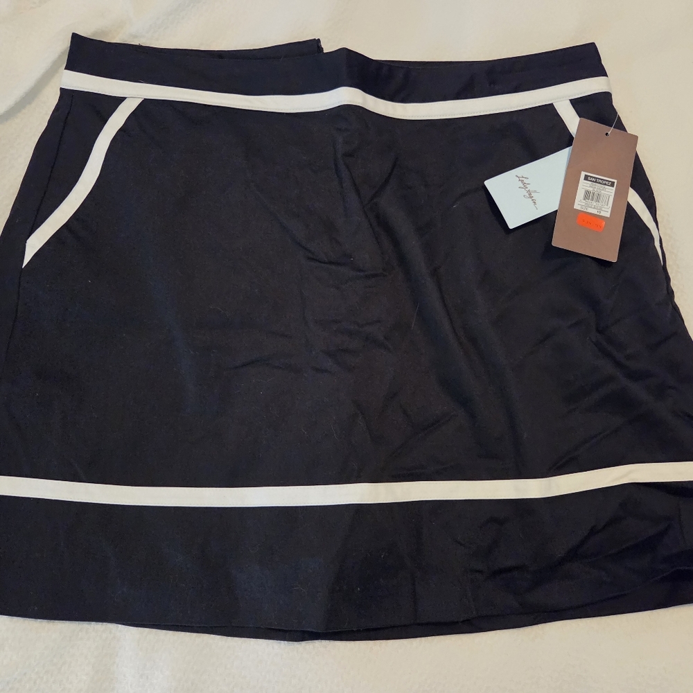 Slazenger Black Golf Skirt with White Stripes